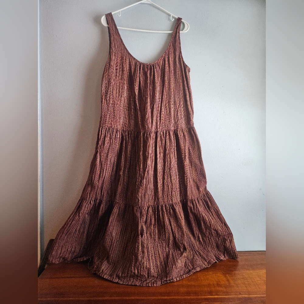 Frye Textured Maroon Maxi Dress 100% Cotton Natural Fibers